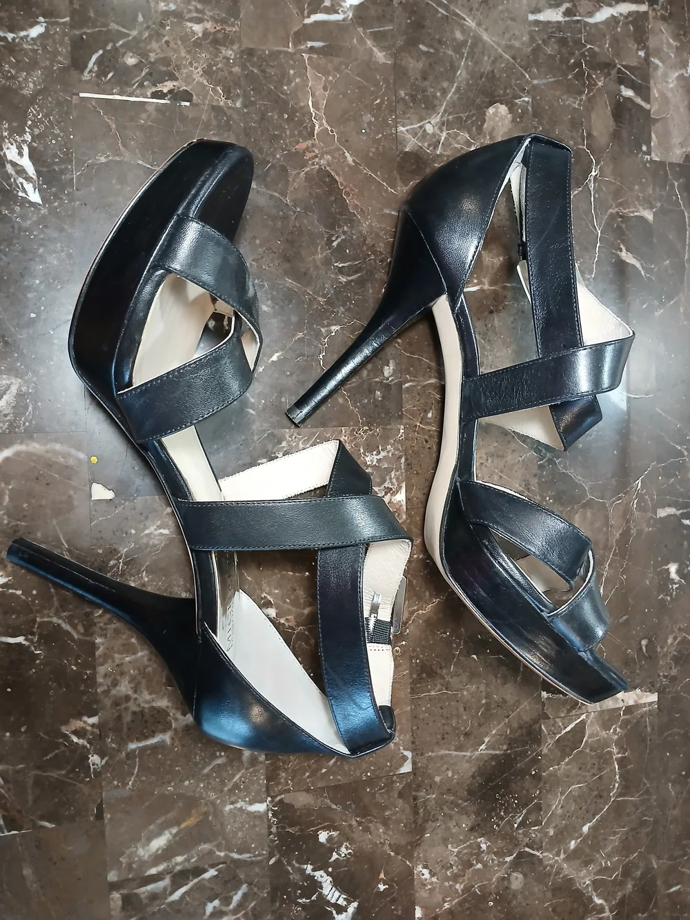 MICHAEL Michael Kors Black Strappy Leather Heeled Sandals